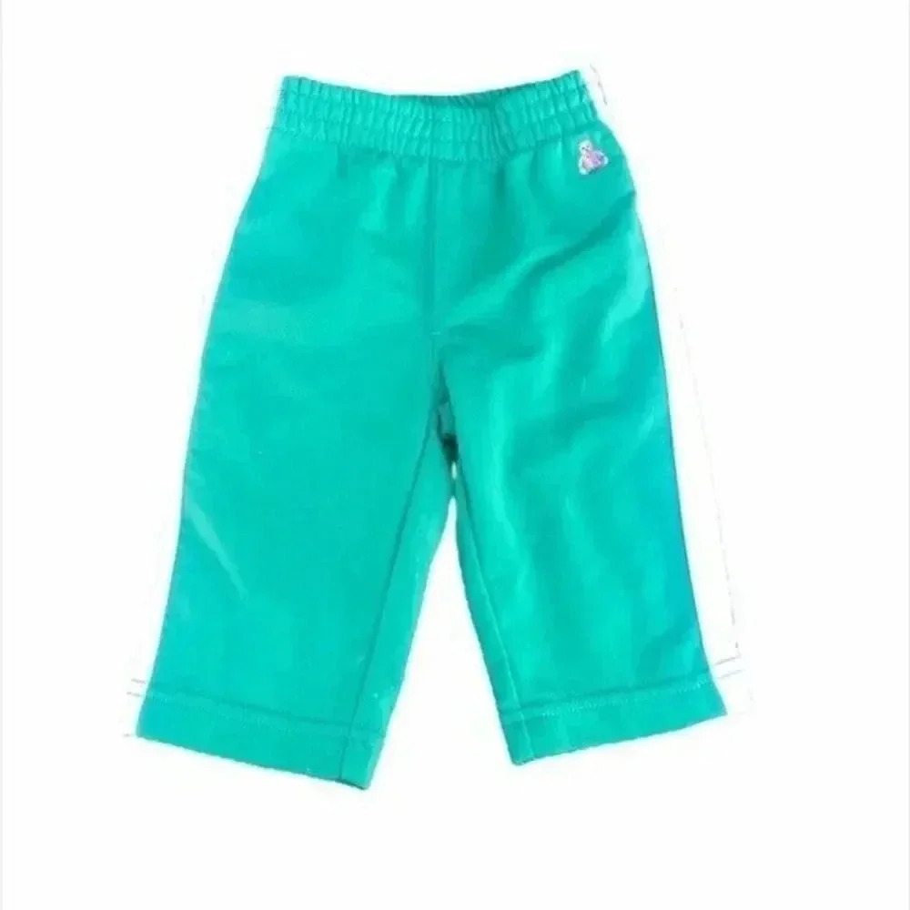 Baby Gap Retro Bear Logo Green White Elastic Waist Sweatpants 3-6 Months